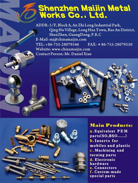 ShenZhen Maijin Metal Works Co. Ltd. China Fastener Info